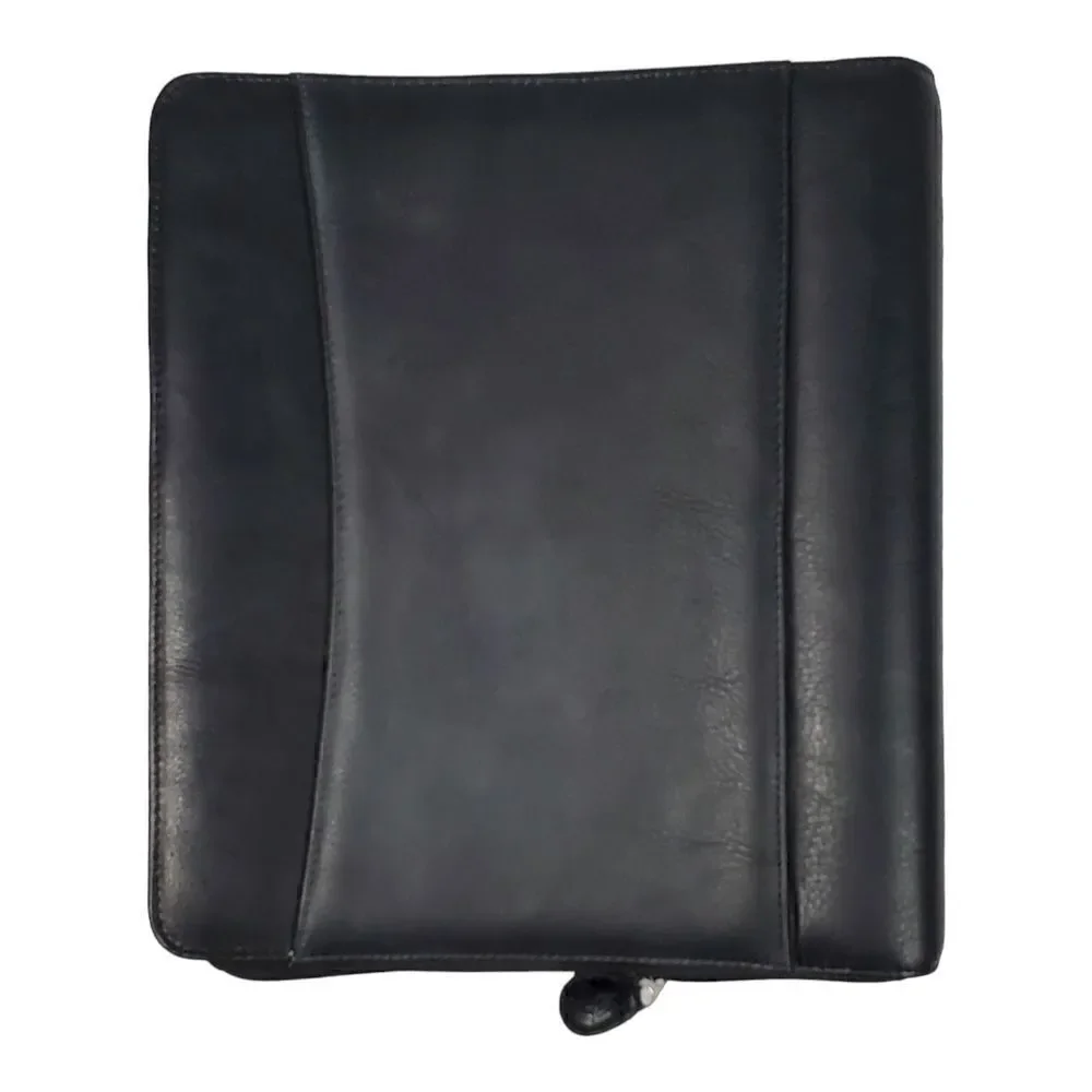 Franklin Covey 7-Ring Black Leather Front Binder Zip Around Planner Organizer